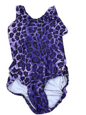Snowflake Designs Purple Leopard Print Gymnastics Leotard Adult Medium